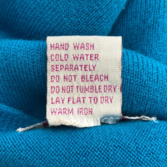 Lucy Paris Blue Knit Asymmetrical Poncho, Size Small / Medium - Picture 7 of 7